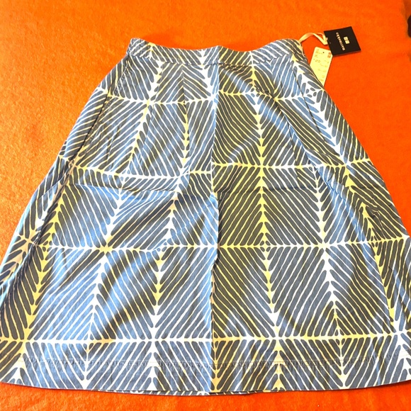 Marimekko and Uniqlo collab light blue and white denim A line midi skirt NWT - Picture 3 of 12